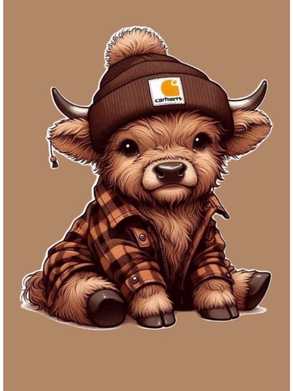Carhartt Brown Plaid Pup Jacket with Brown Beanie